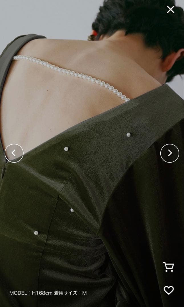 Ameri 美品 BACK OPEN PEARL VELOUR DRESS