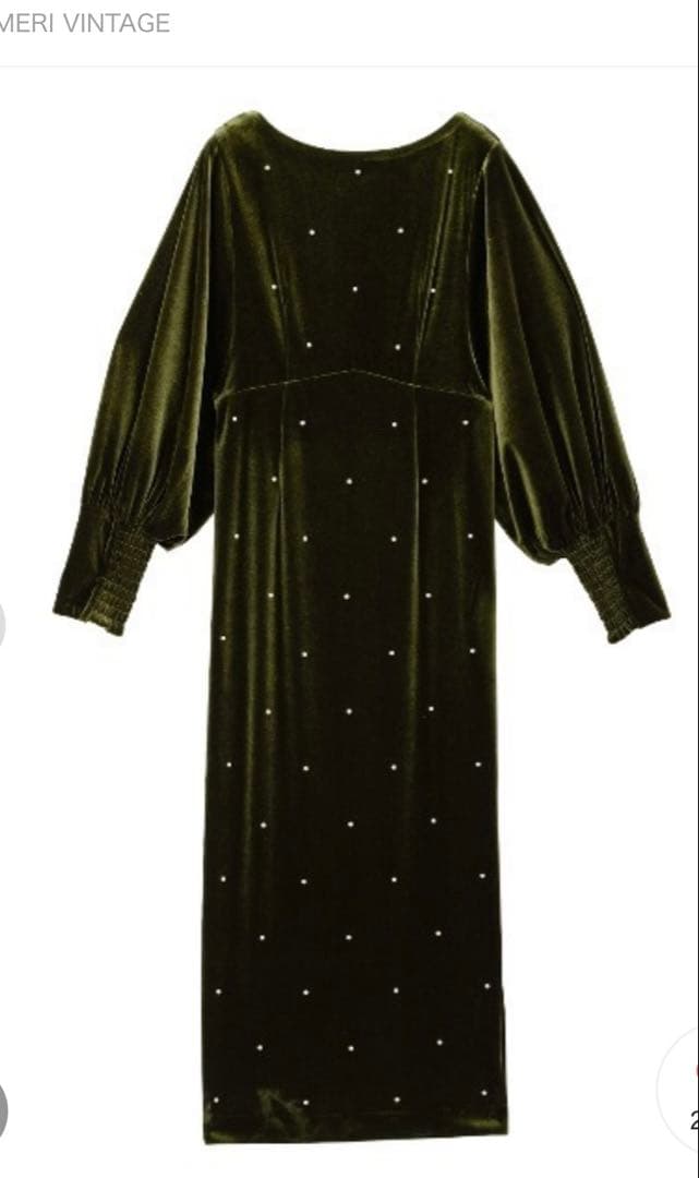 Ameri 美品 BACK OPEN PEARL VELOUR DRESS