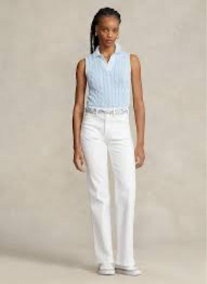 ラルフローレン ケーブルニット ポロベスト ライトブルー　Mサイズ