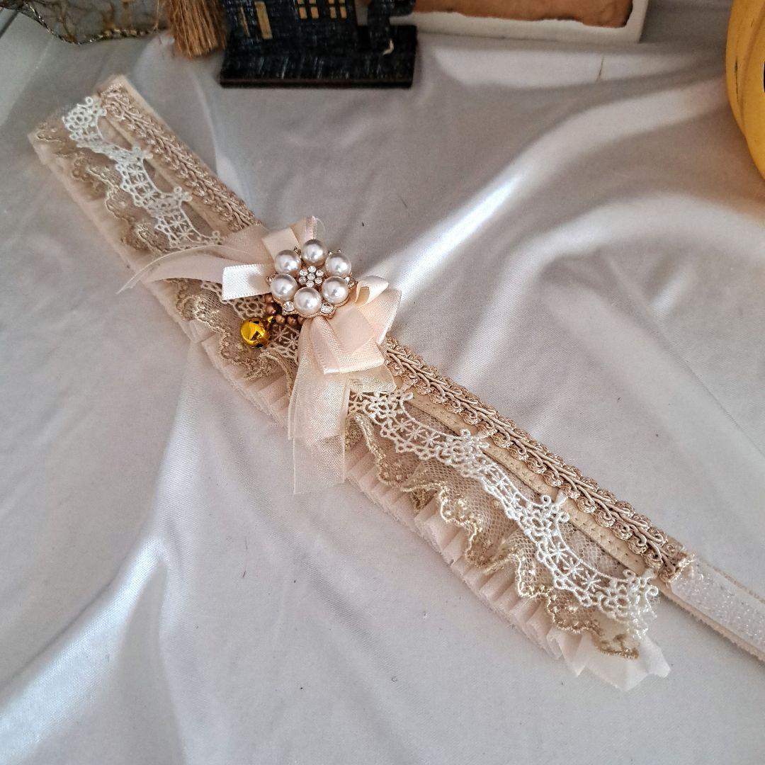 短毛ちゃんにも♥️中世ヨーロッパ風チョーカー(ベージュ)わんちゃん猫ちゃん用