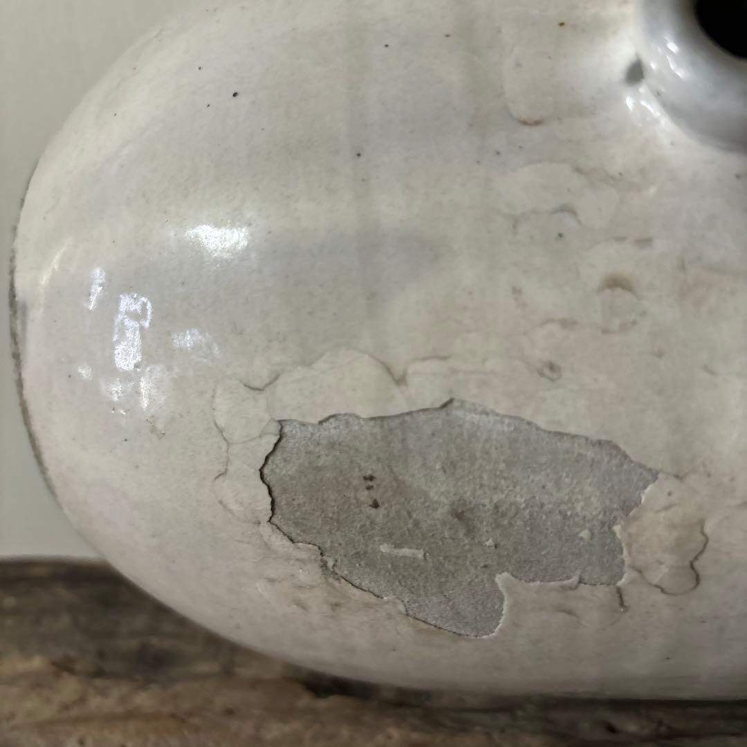 古民藝　平清水焼　灰白釉掛　古道具　アンティーク　花器　骨董　古陶磁　検:李朝