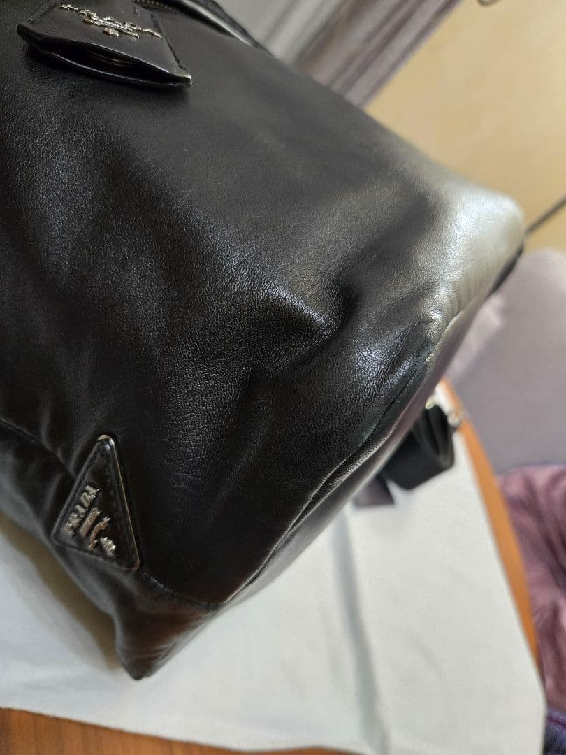 画像追加　PRADA　プラダ　ナッパ　テスート　リバーシブル　ボンバー