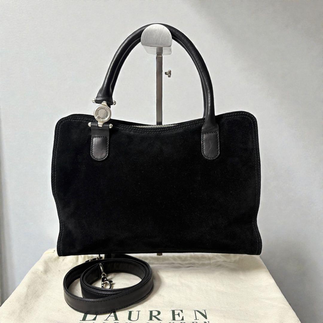 ラルフローレン　スエード×レザー　ブラック　2wayショルダーバッグ
