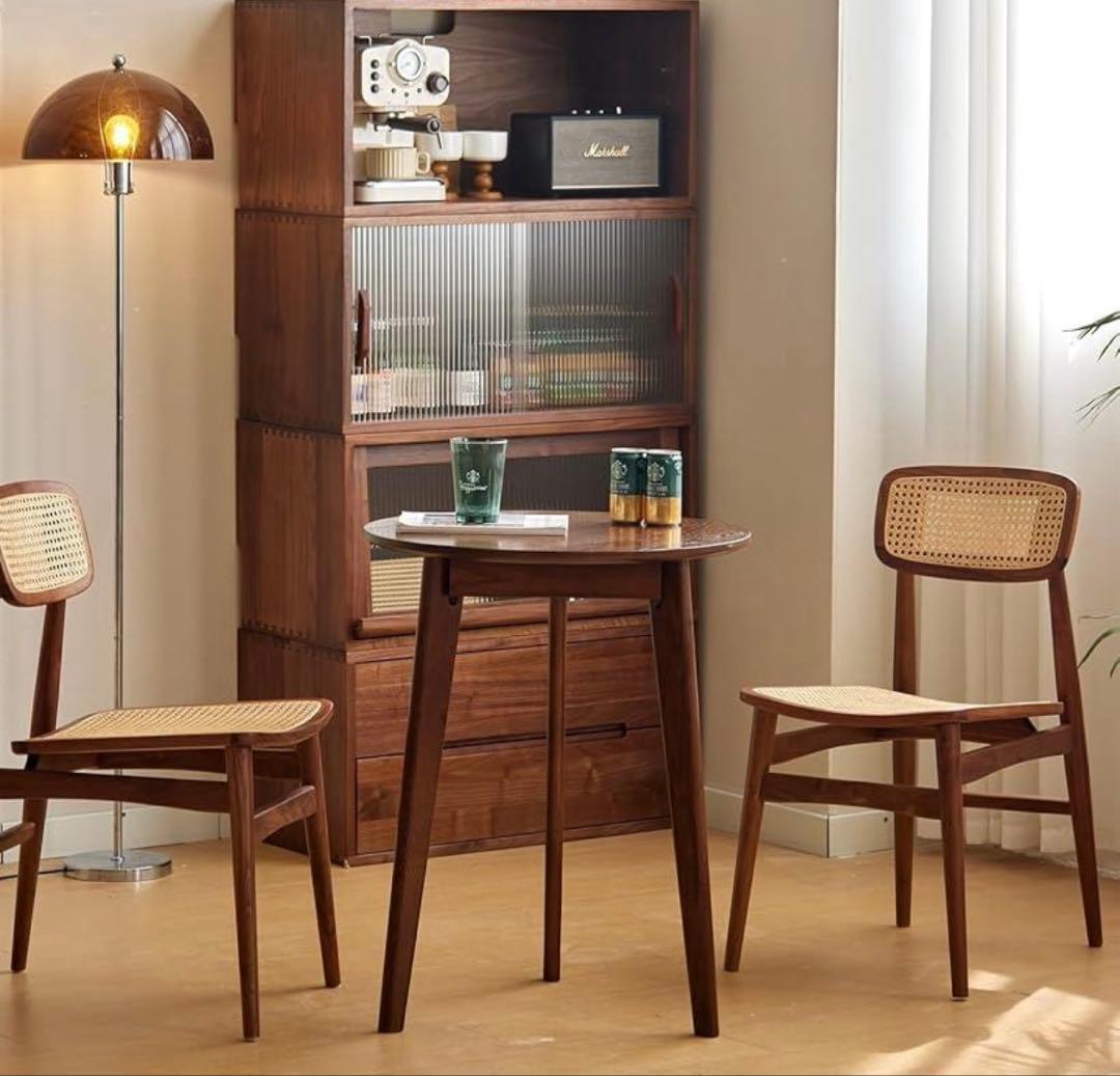 ブラウン 木製 ダイニングテーブル 直径60cm