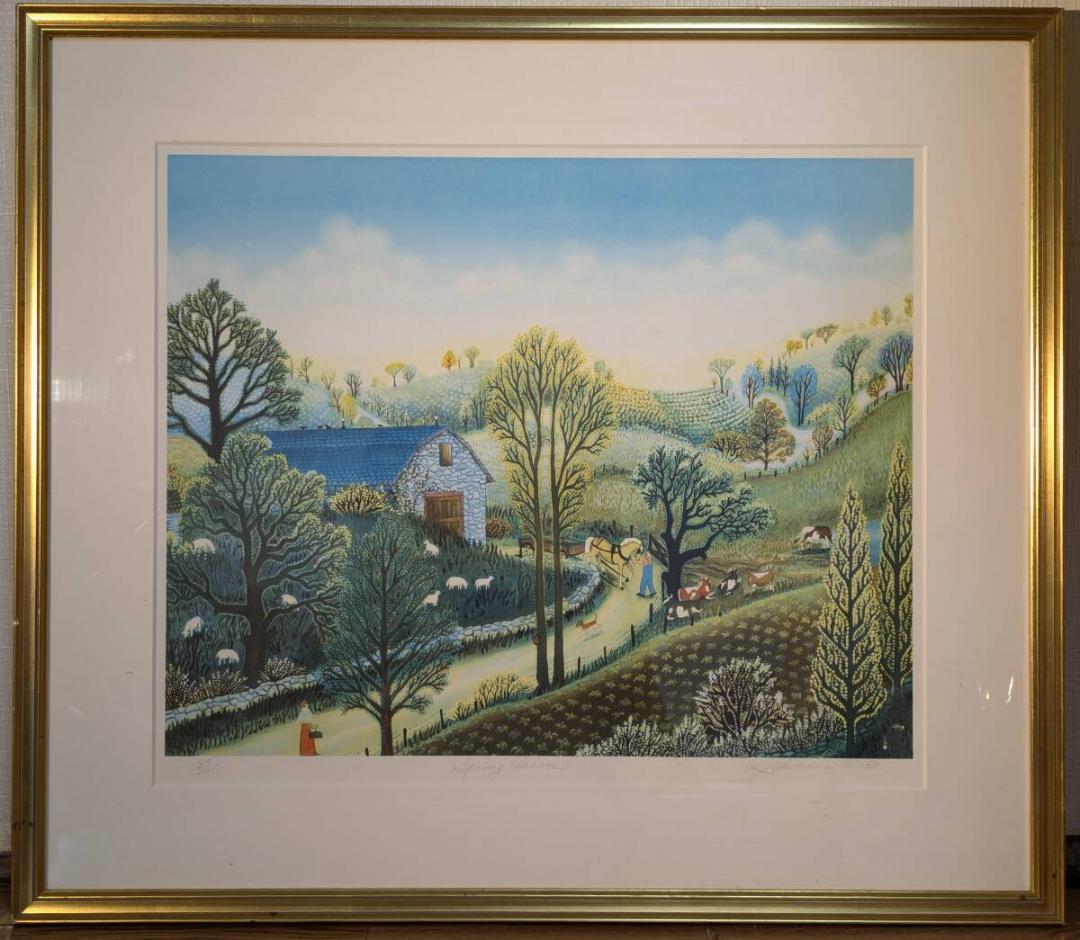 【真作】版画　キャシー・ジェイコブセン　リトグラフ　羊飼いの少女　U142