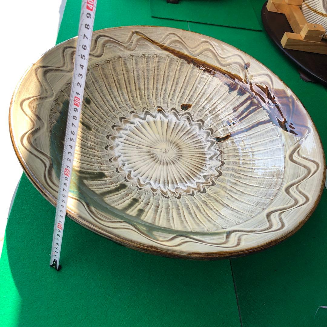 小鹿田焼　特大皿　陶芸