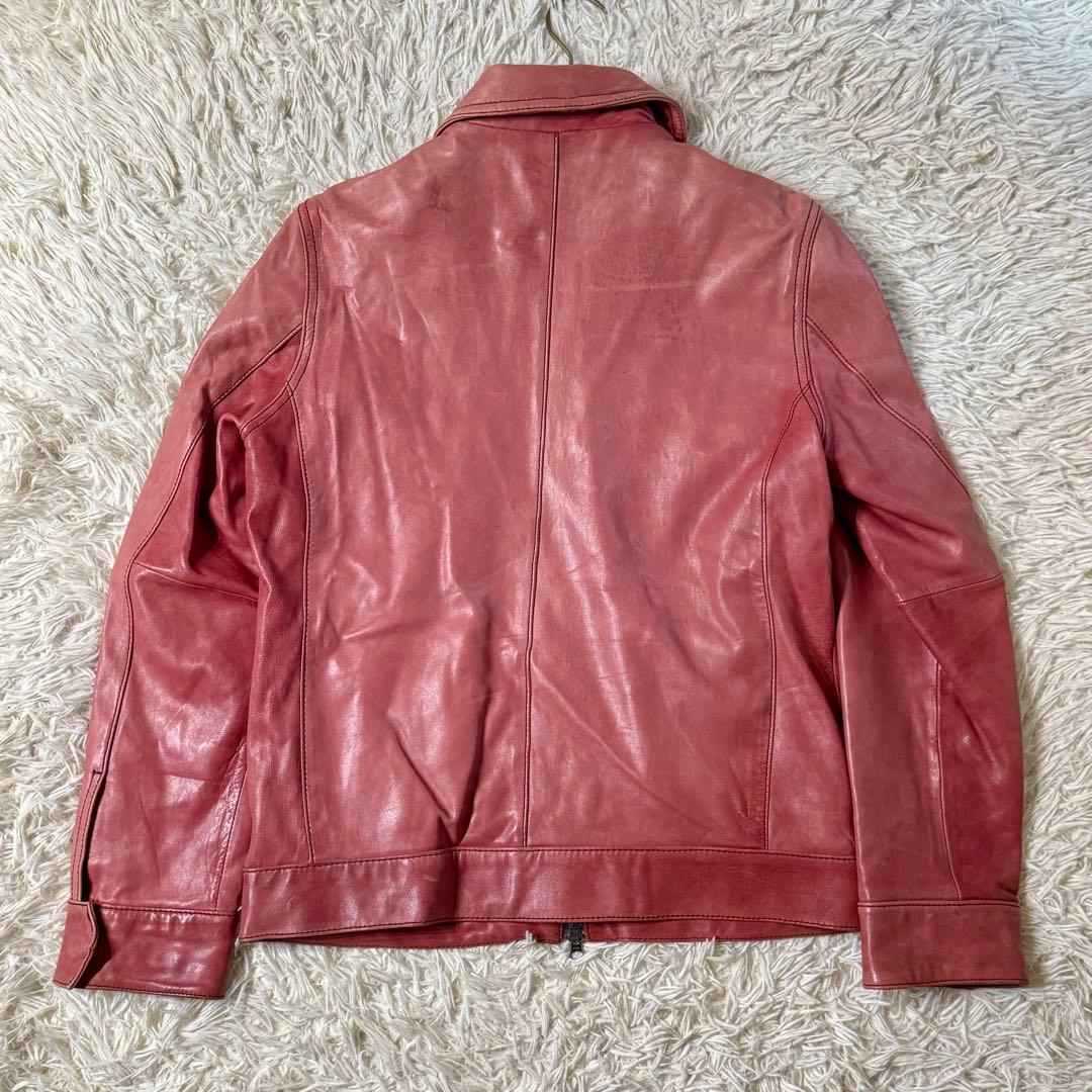 【希少】コレクティブ　ラムレザー　シングルライダース　ジャケット　レッド