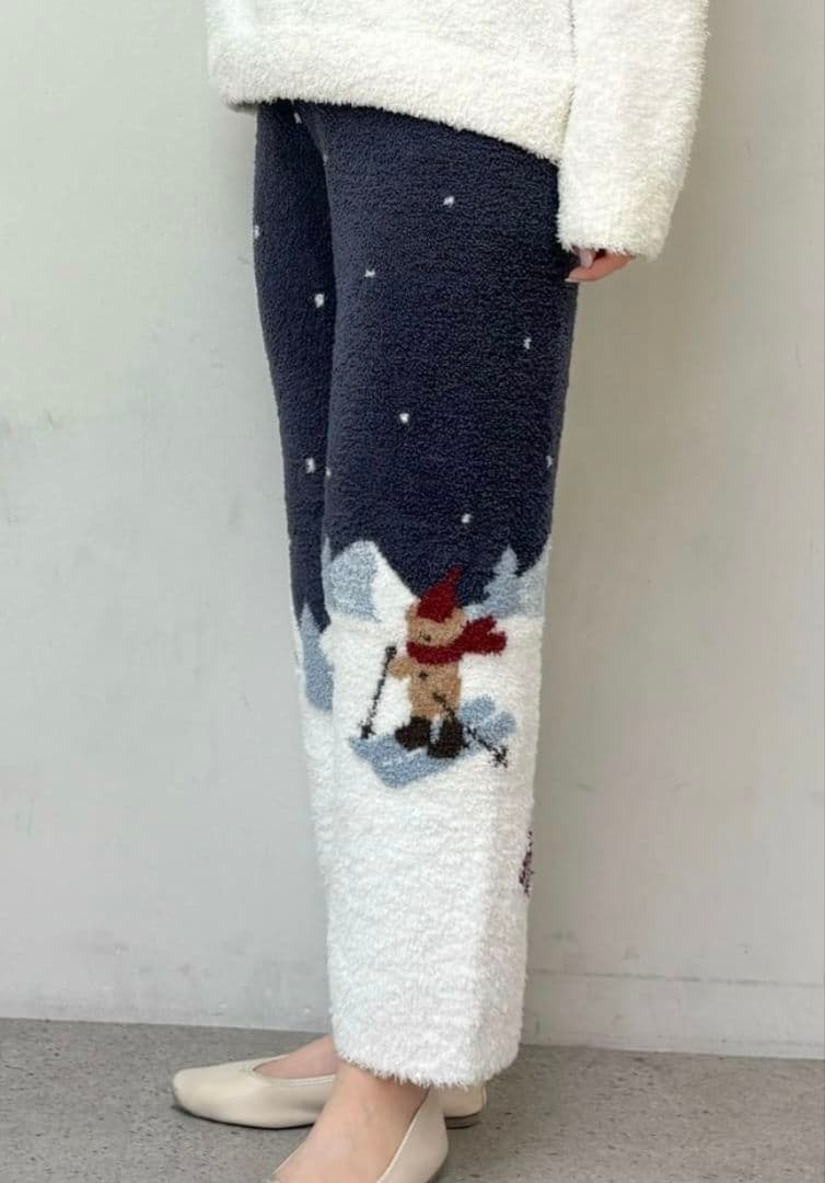 ジェラートピケ【HOLIDAY】スキーベアジャガードロングパンツ