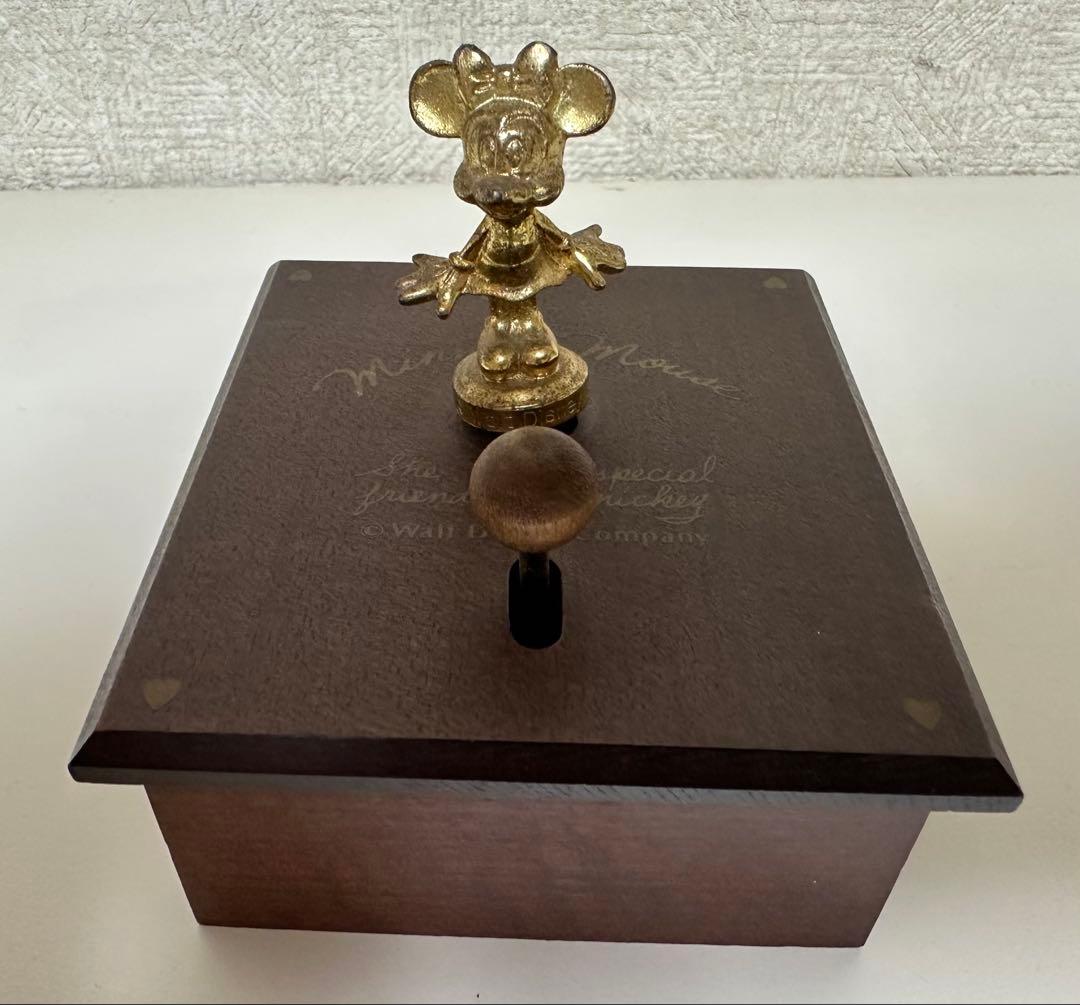 レトロ ミニーマウス 木製 オルゴール レットイットビー Let it be