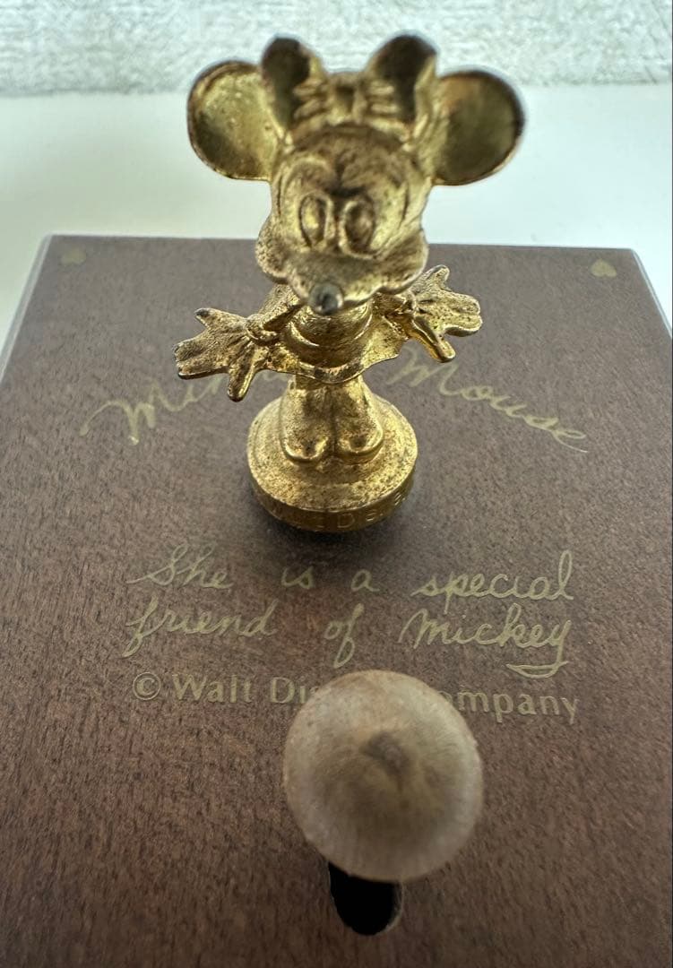 レトロ ミニーマウス 木製 オルゴール レットイットビー Let it be