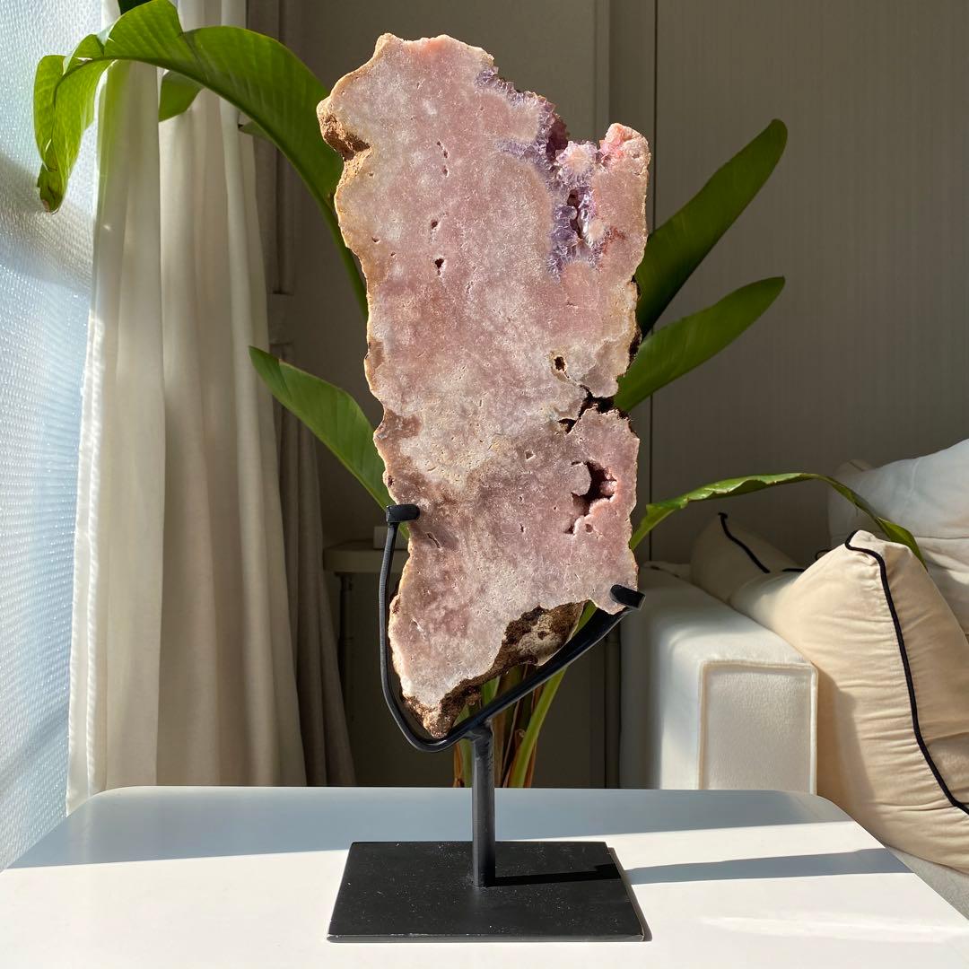 ★★★破格特価【 特大 ピンクアメジスト 原石 スラブ 約3.6kg スタンド