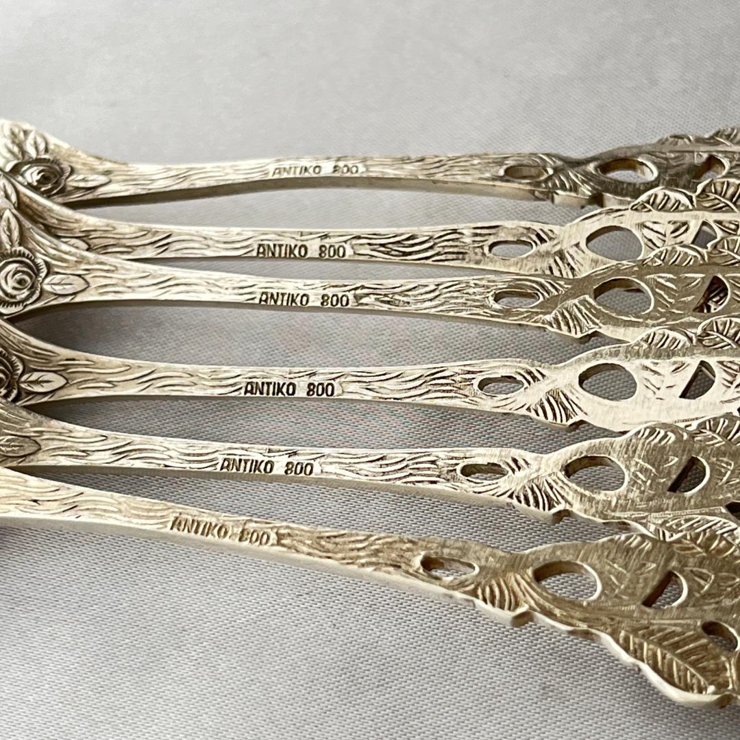 【ANTICO】 ヒルデスハイムローズ ケーキフォーク 6本【純銀】 12cm