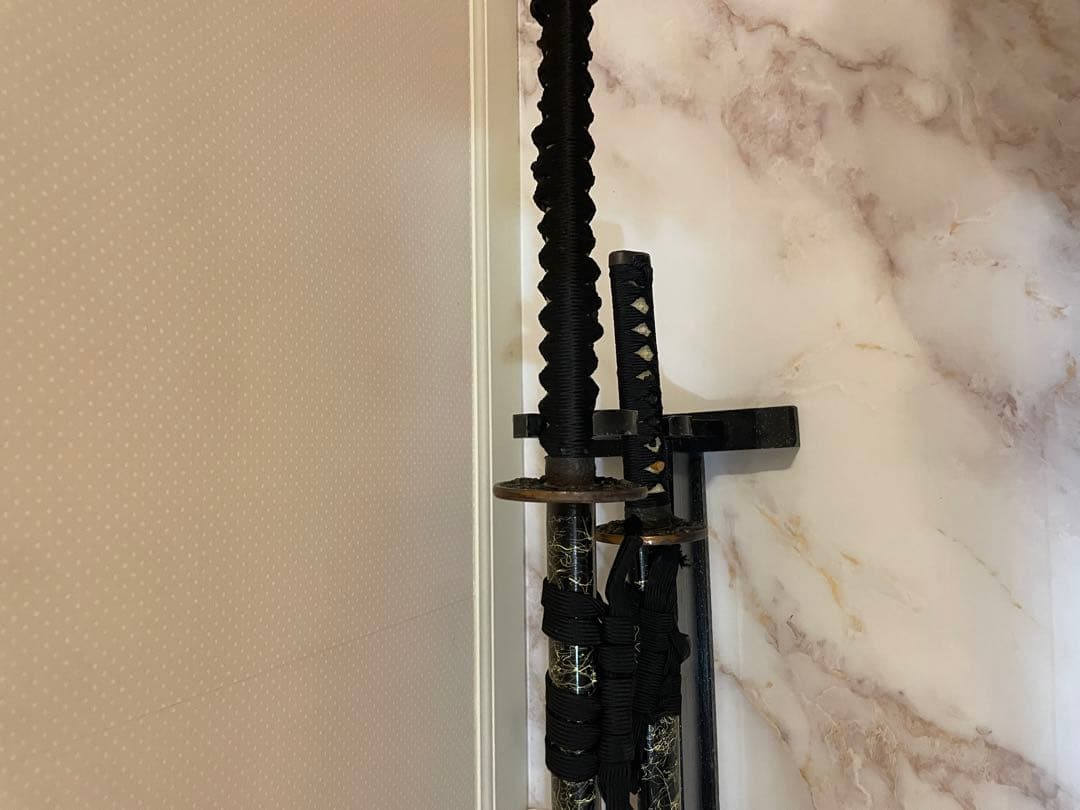 模造刀 日本刀 脇差 太刀 鹿角型刀置き 3点セット 本差 鍔 武士 侍刀 置物