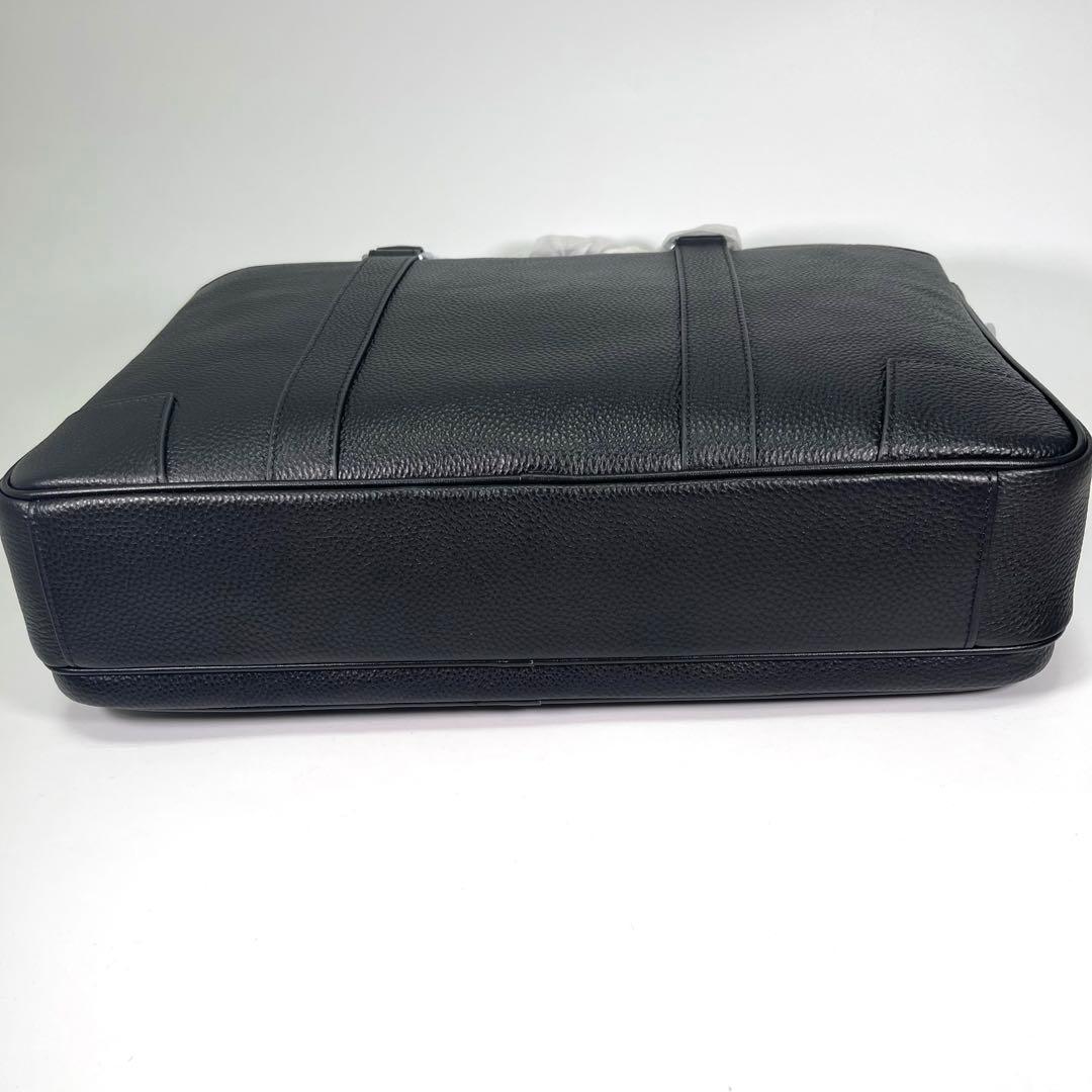 【新品✨】高級メンズビジネスバッグブリーフケース黒オールレザーシボ革2WAY