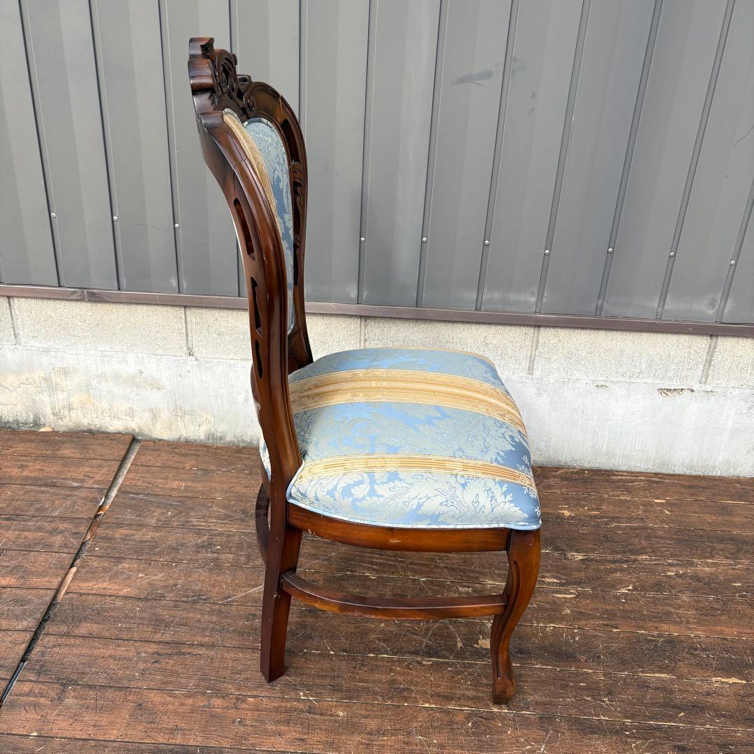 ①ビクトリアン装飾 花柄 木製ダイニングチェア 姫系 イタリア家具 アンティーク