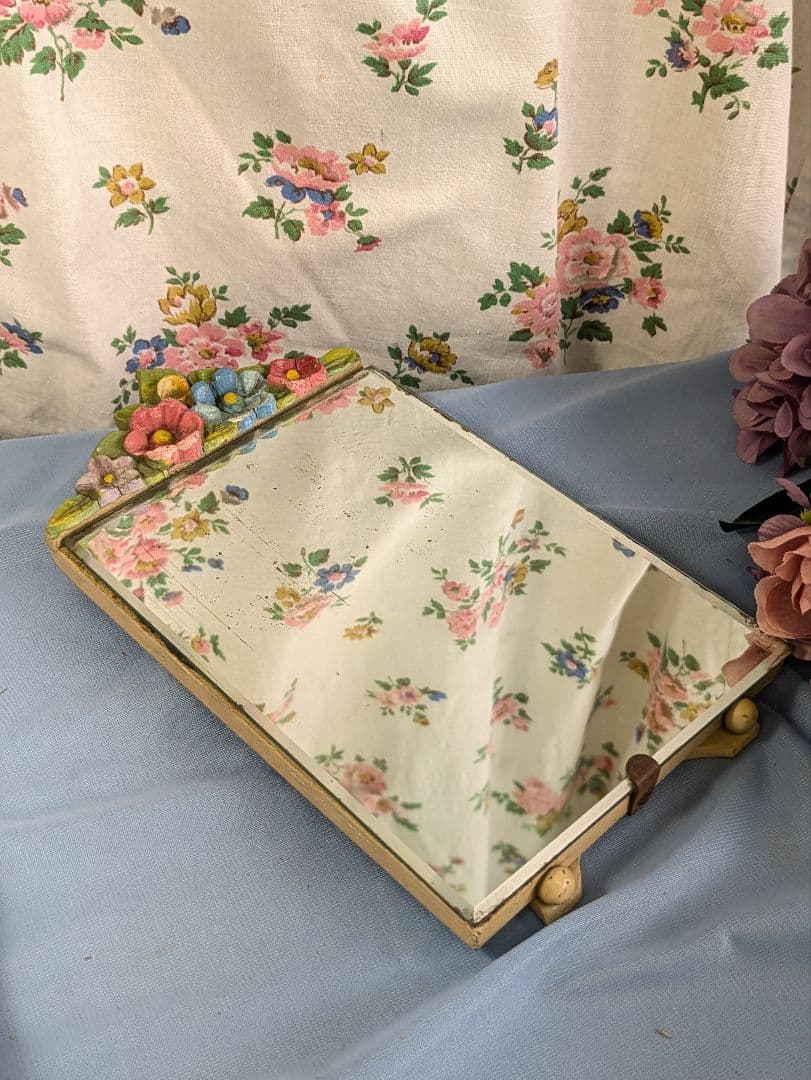 イギリス アンティーク バーボラミラー 卓上ミラー