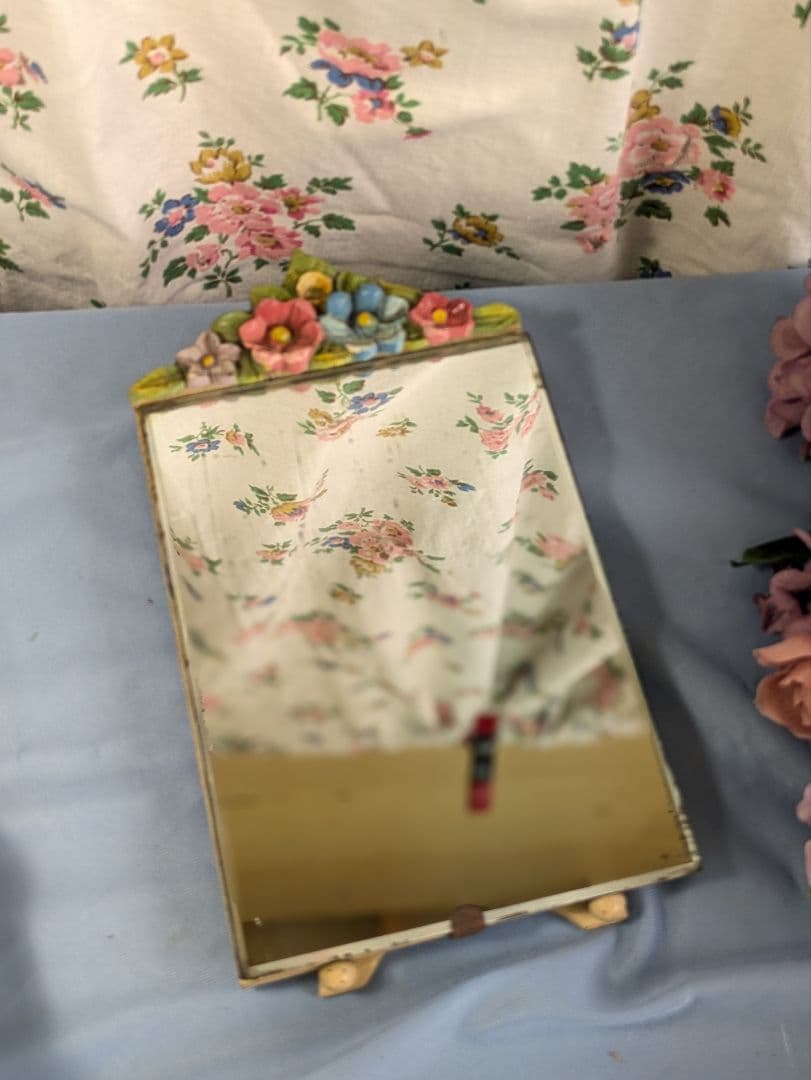 イギリス アンティーク バーボラミラー 卓上ミラー