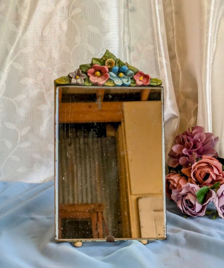 イギリス アンティーク バーボラミラー 卓上ミラー