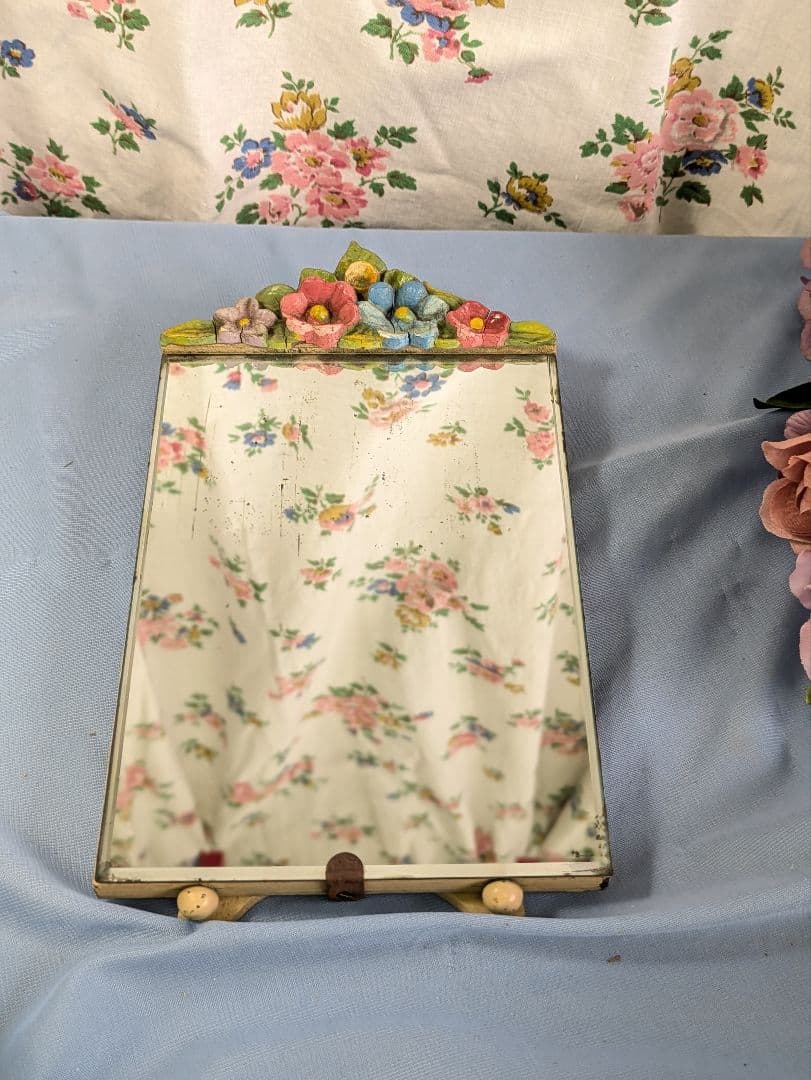 イギリス アンティーク バーボラミラー 卓上ミラー