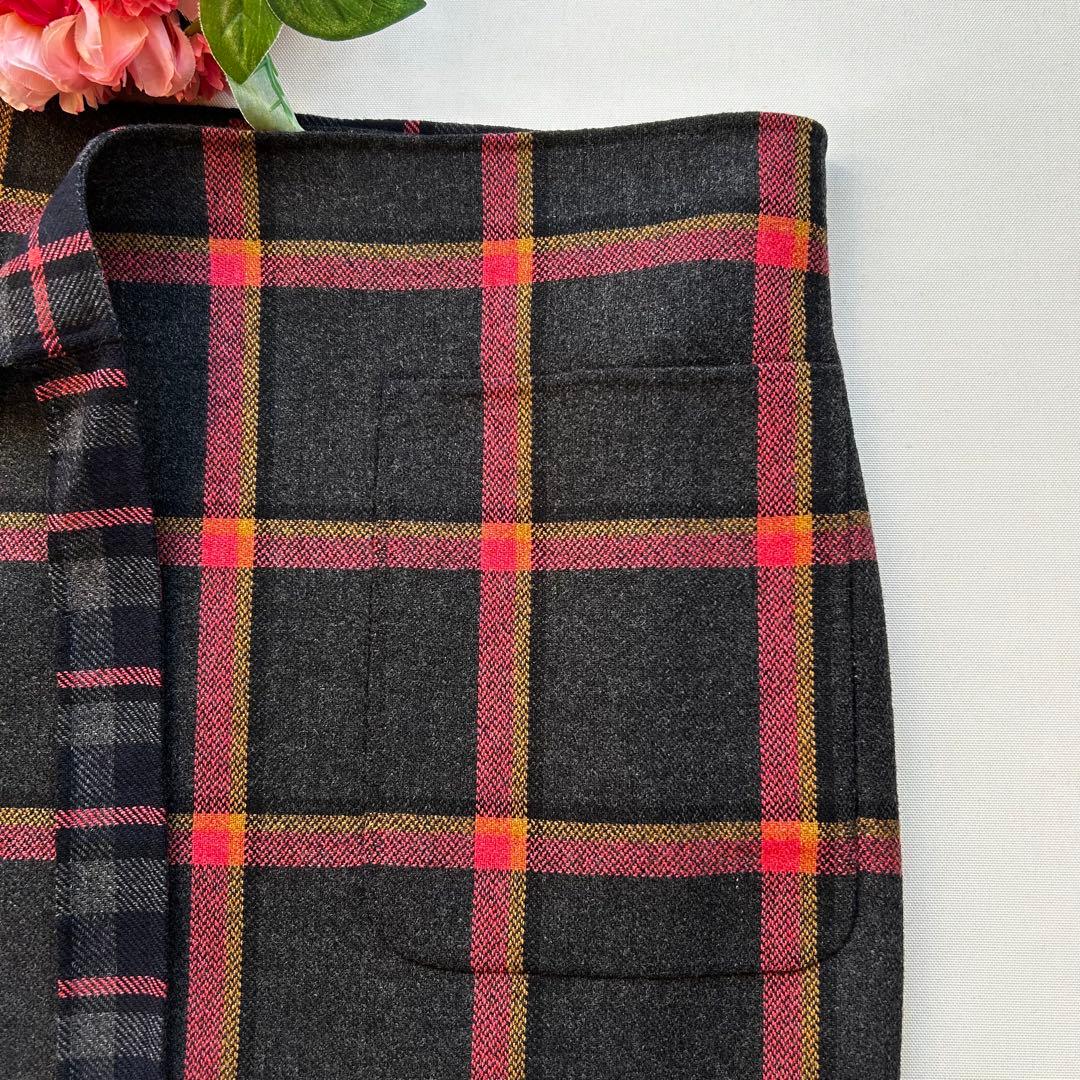 極美品　ドゥロワー　2way リバーシブル　チェック柄スカート　巻きスカート