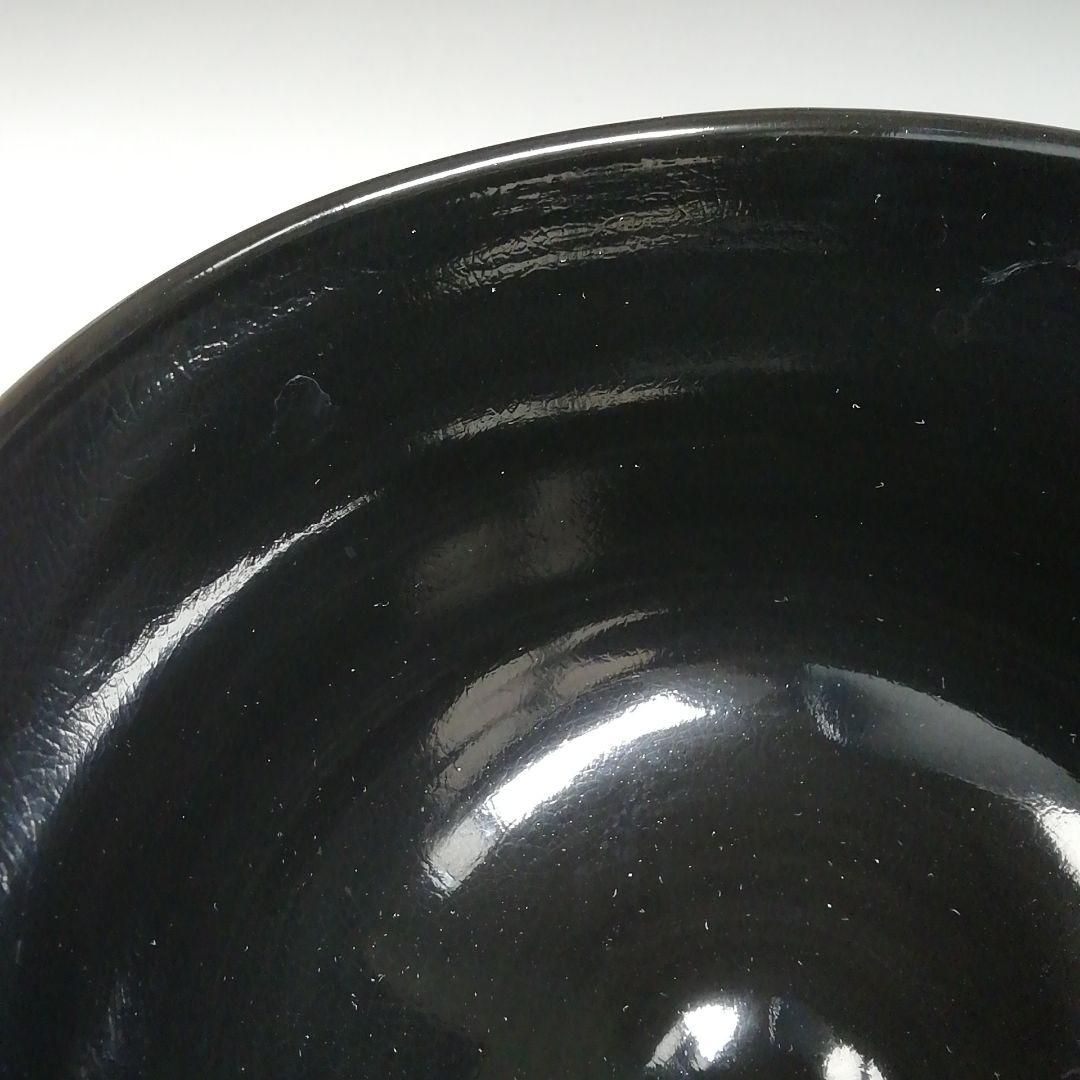 Ｔ６９７　茶碗　『仁清　黒青楓絵』『中村清彩 造』　共箱　抹茶碗　茶道具