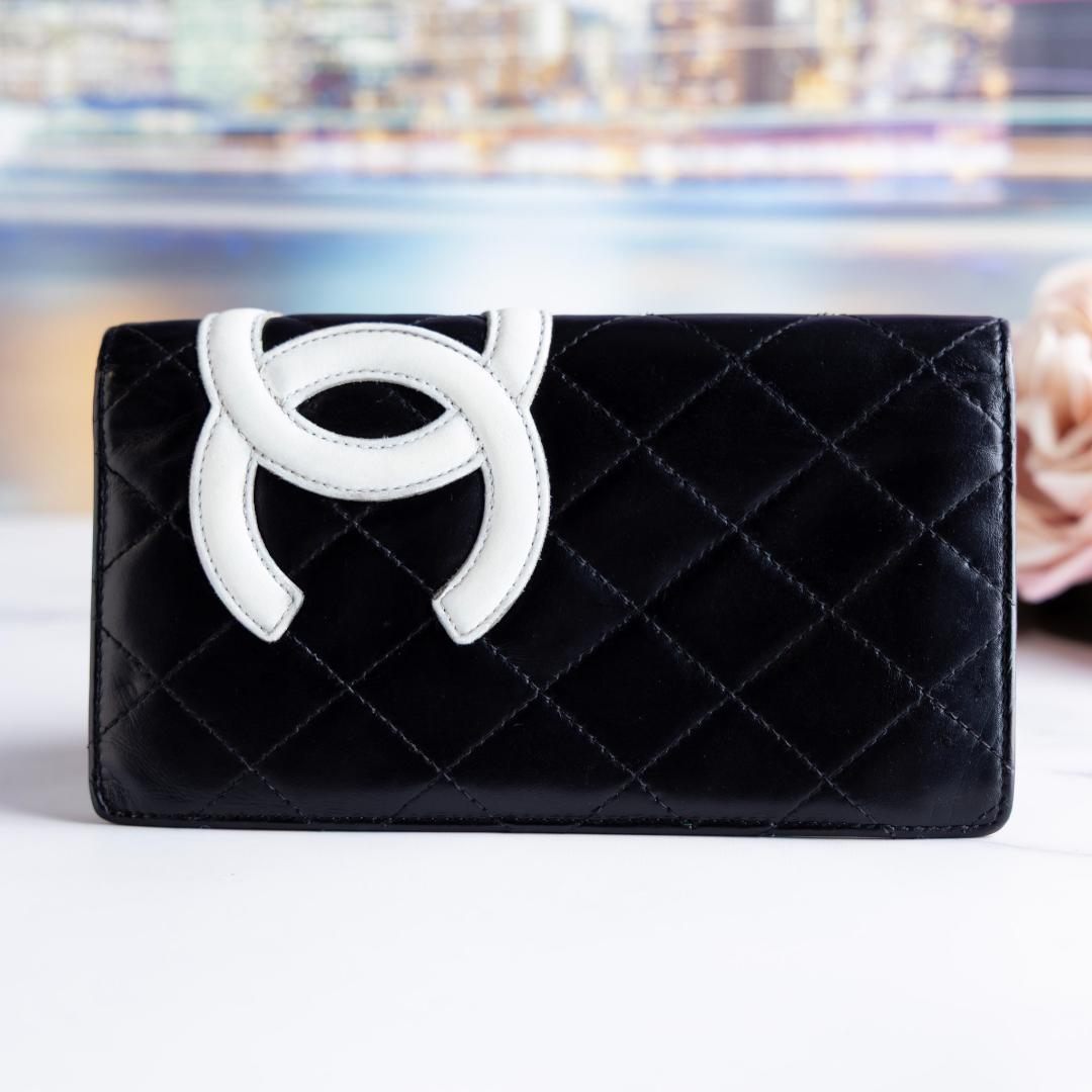 CHANEL シャネル 二つ折り長財布 カンボンライン デカココ