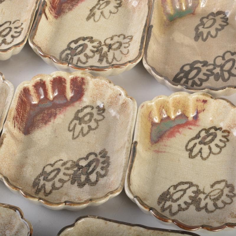 瀬戸焼　古瀬戸　鉄絵　花文　小皿　銘々皿　十一客　C　6607A