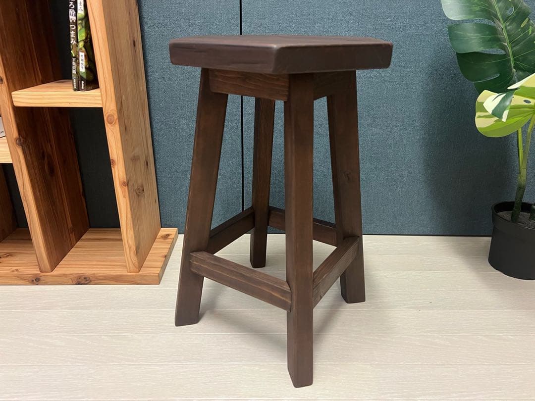 《在庫整理品》スツール 腰掛け 椅子 6角 32cm 46cm パイン こげ茶