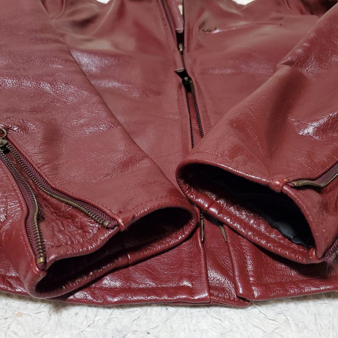 極美品 AVIREX シングルライダース レザージャケット L ボルドー メンズ