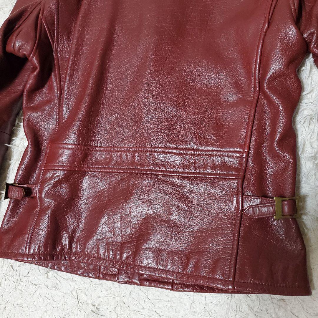 極美品 AVIREX シングルライダース レザージャケット L ボルドー メンズ