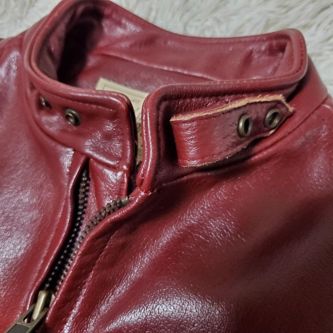 極美品 AVIREX シングルライダース レザージャケット L ボルドー メンズ