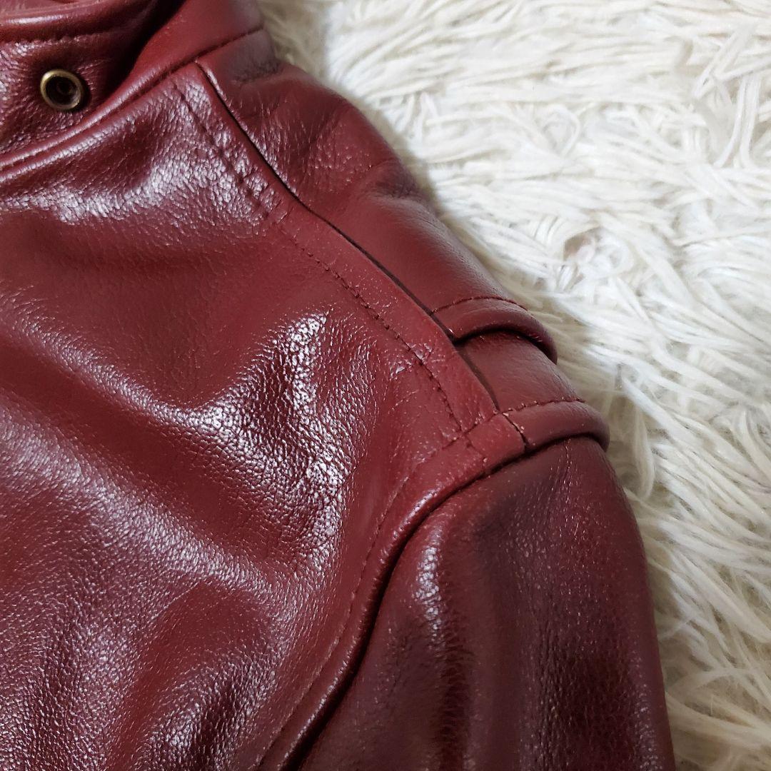 極美品 AVIREX シングルライダース レザージャケット L ボルドー メンズ