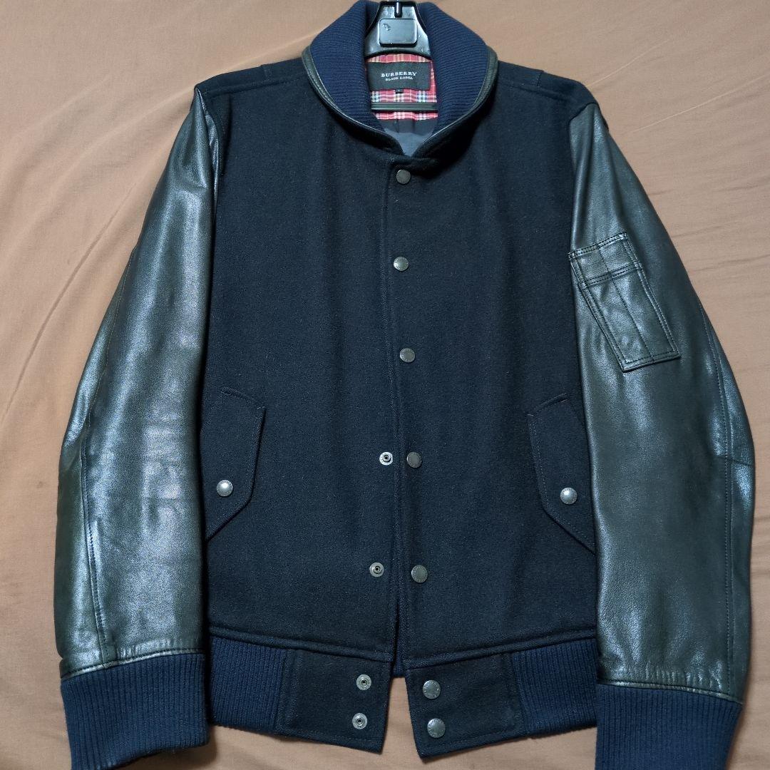 コ*！様 BURBERRY BLACK LABEL スタジャン L ネイビー/ブ