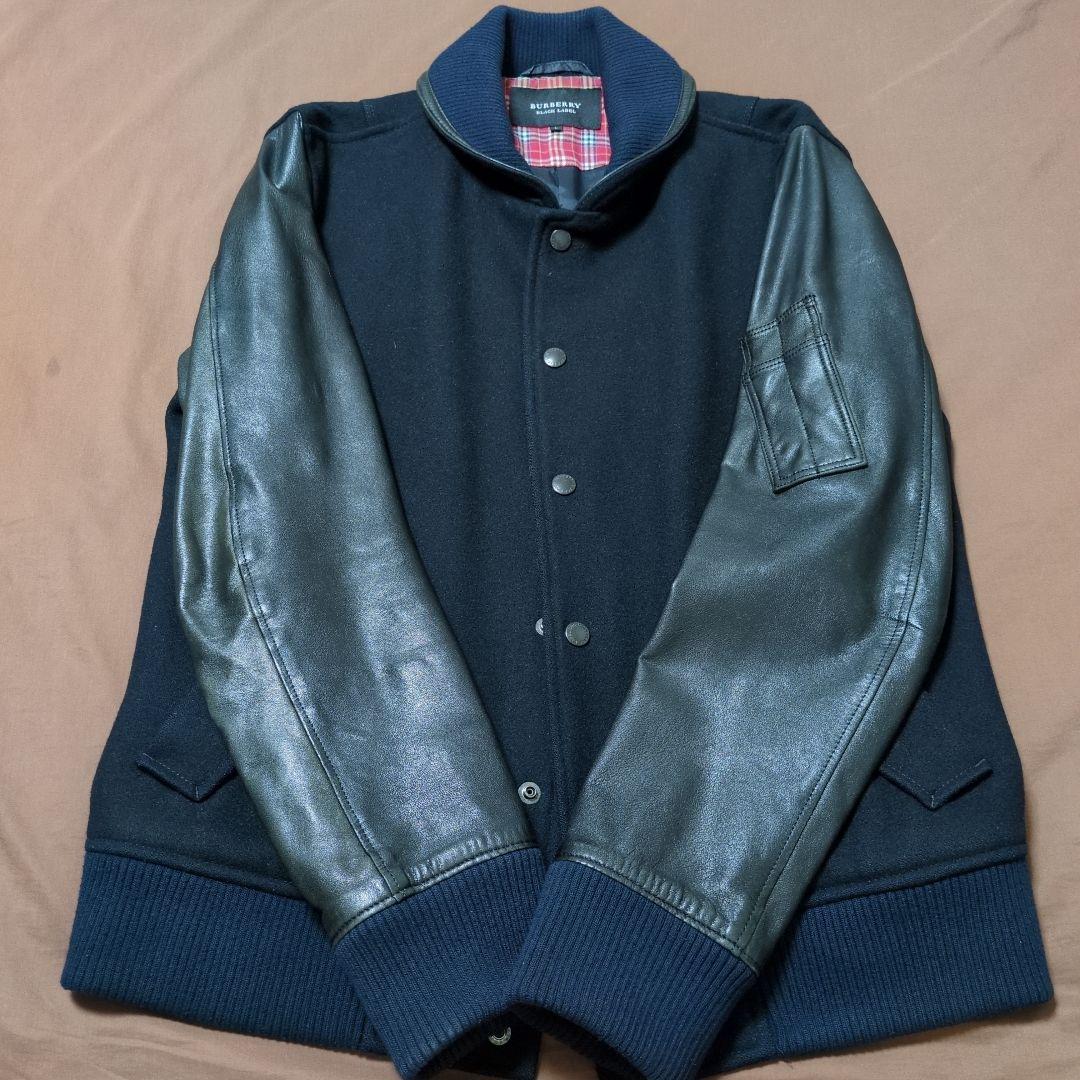 コ*！様 BURBERRY BLACK LABEL スタジャン L ネイビー/ブ