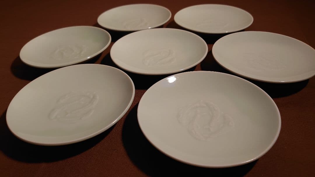 李朝　青磁　古伊万里　伊万里　陽刻　魚の図　蔵出し　７客