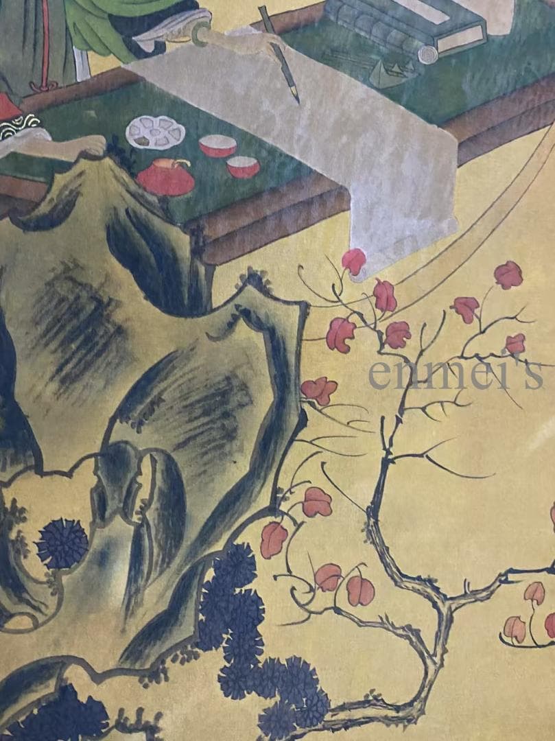 中国古美術 明代 仇英款 仕女人物画 掛軸 絹布 唐物 水彩画 名家書画 肉筆