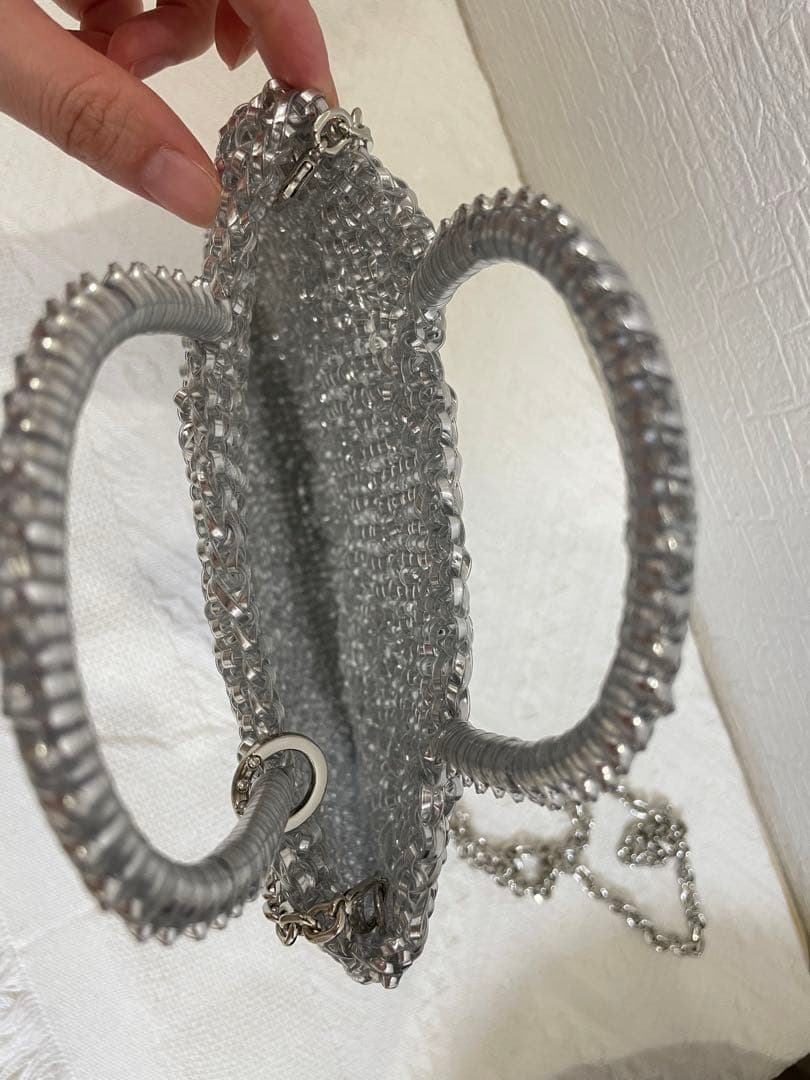 アンテプリマ風 ビーズ ワイヤーバッグ　ショルダーバッグ　新品未使用 シルバー