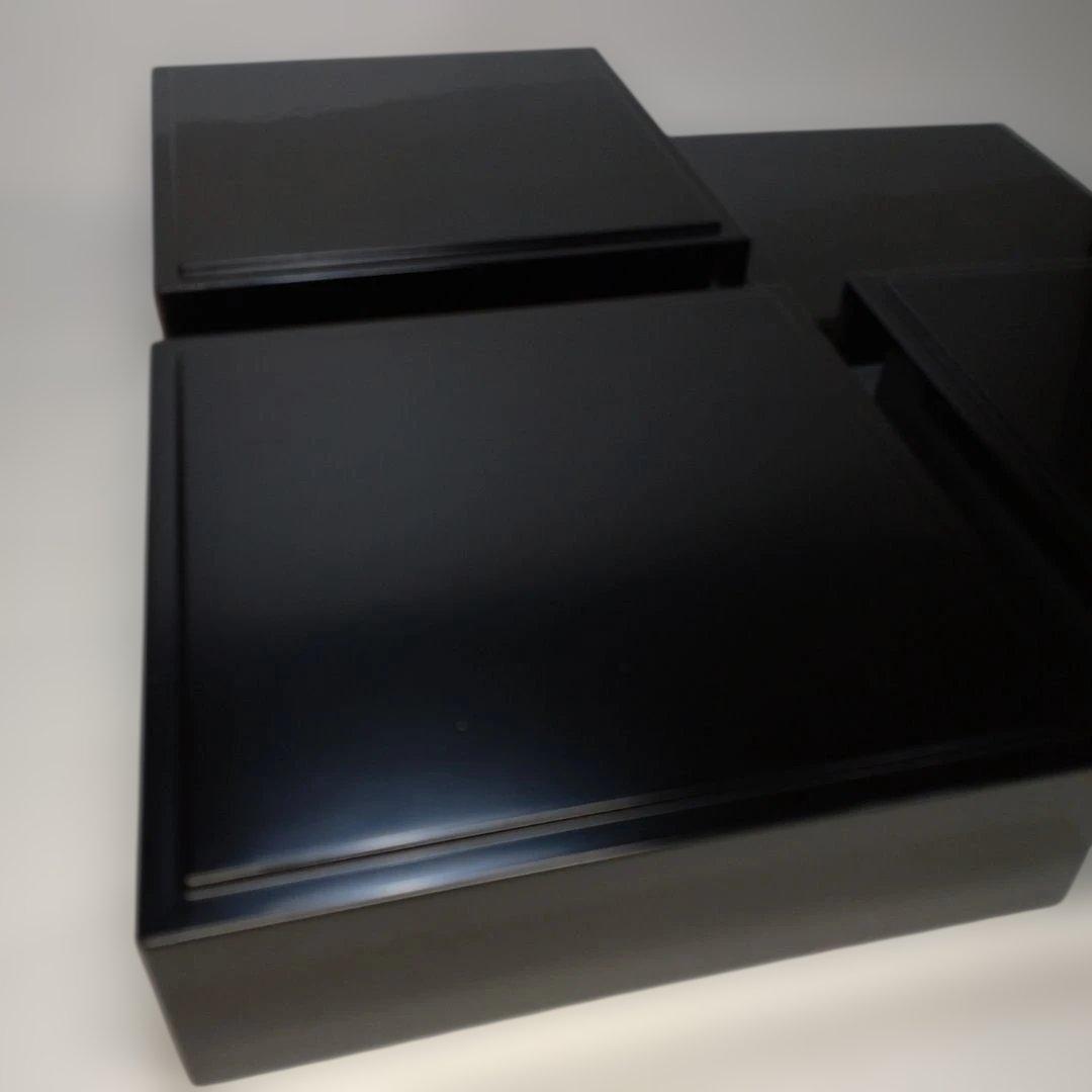 越前漆器 塗師 山本英明作 黒塗重箱 木箱付 本漆 美品