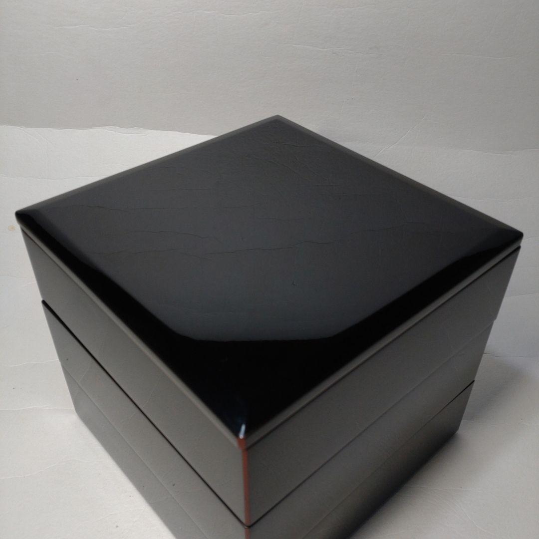 越前漆器 塗師 山本英明作 黒塗重箱 木箱付 本漆 美品