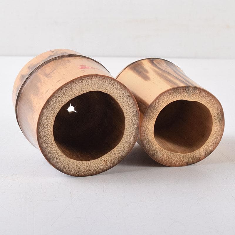 茶道具　弥三郎作　古竹　蓋置　一双　共布　書付極め箱　V　R8685