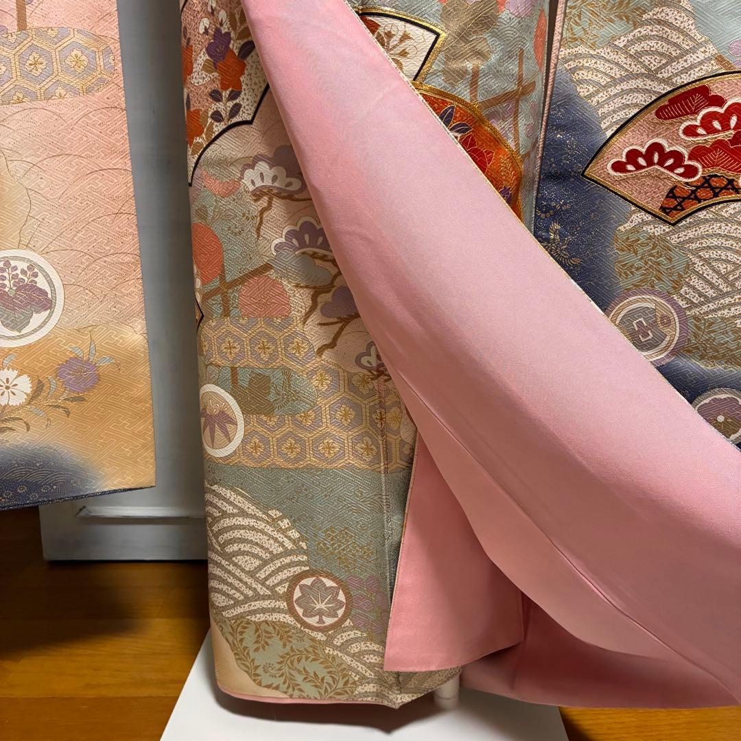 ⁂⁂いちなな様⁂⁂【振袖フルセット】 水色 金駒刺繍 花柄 扇柄