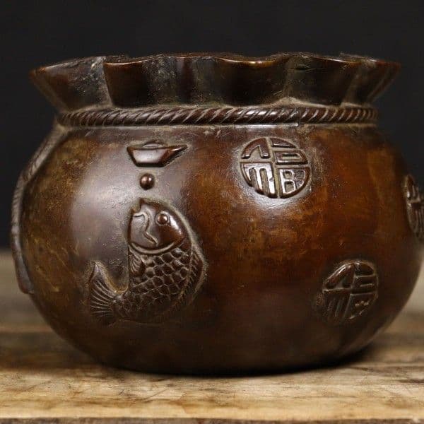 銅器 銭袋 聚宝盆 貯金箱 装飾品 工芸品 置物