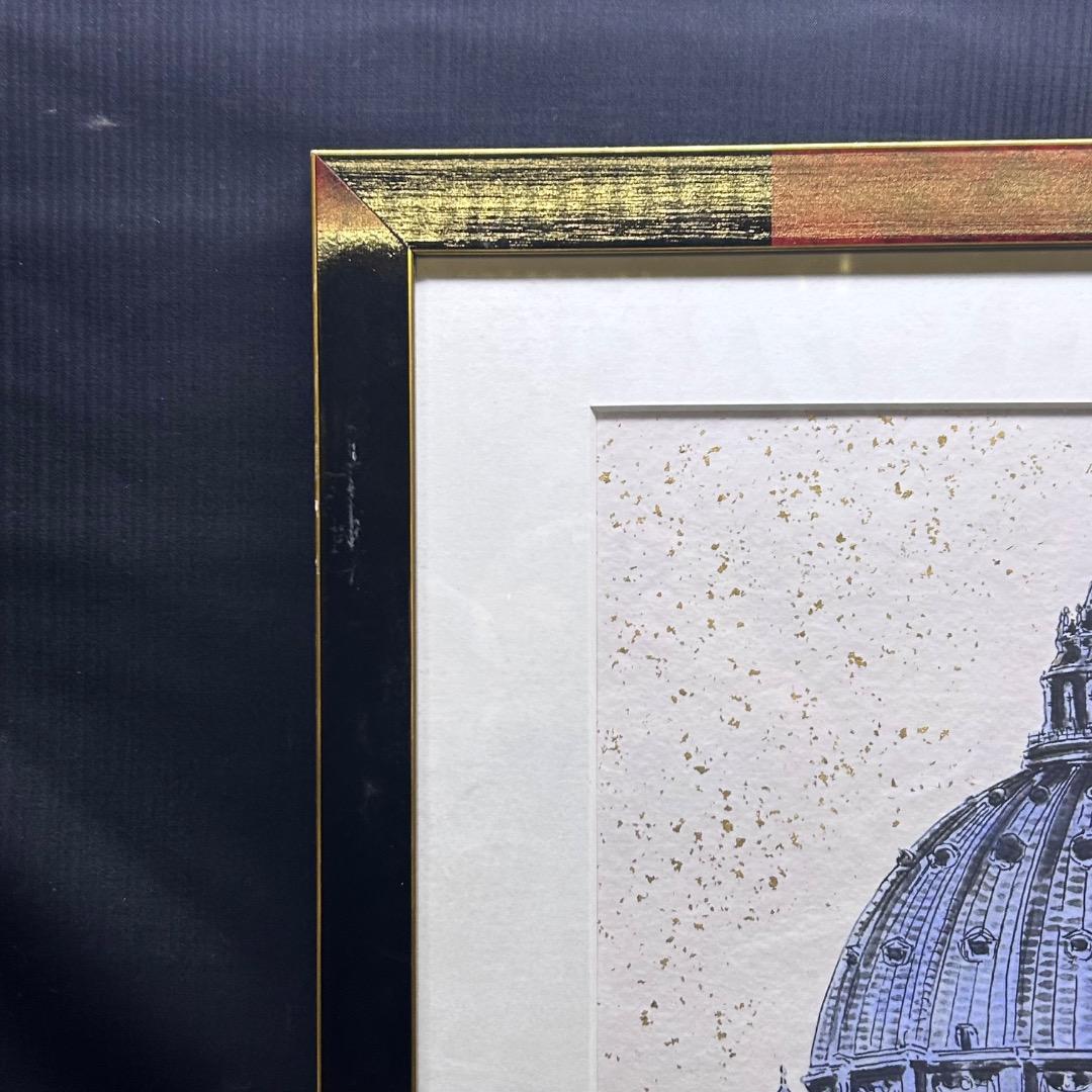 ▽Bi1082 満田彗峰 作 イタリア ヴァチカン 絵画 額装 日本画家