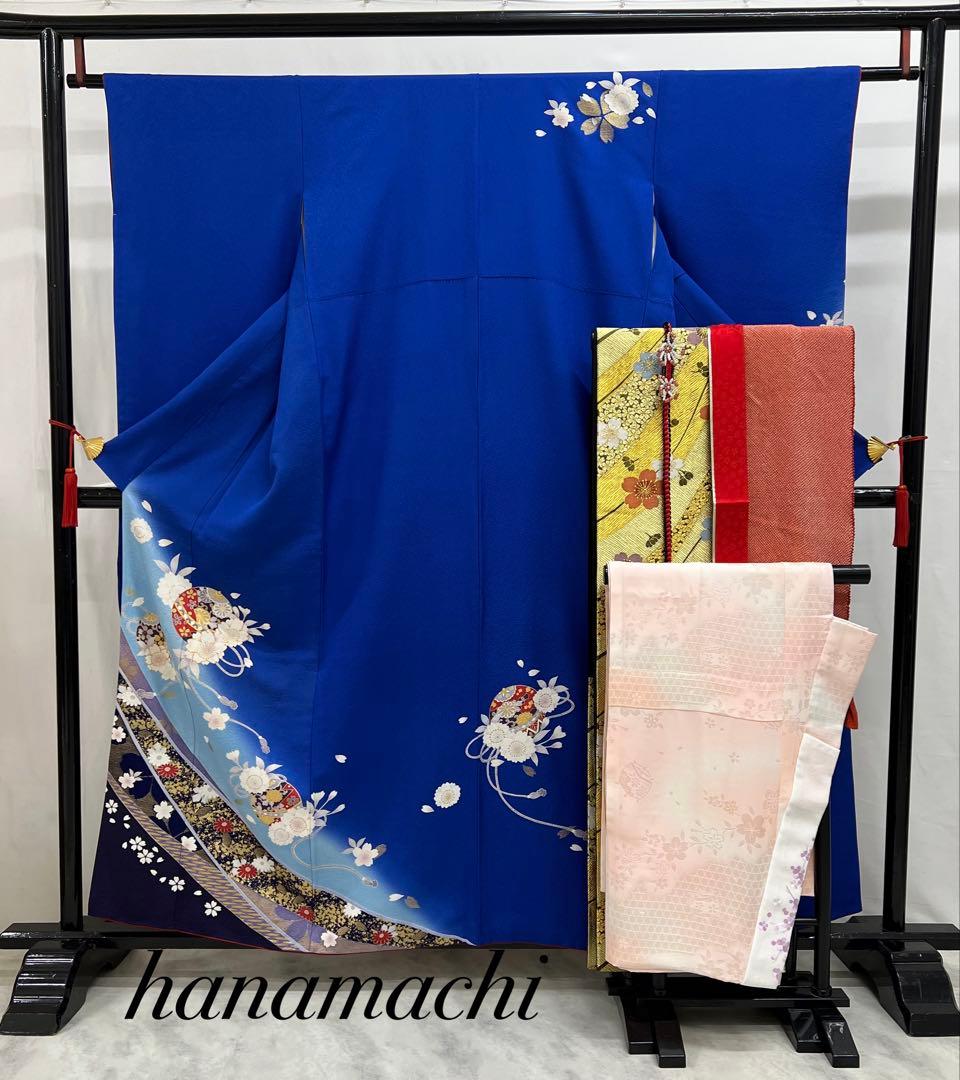 小柄な方に♪ 振り袖　フルセット　別誂長襦袢　成人式　金彩加工　刺繍入り　677