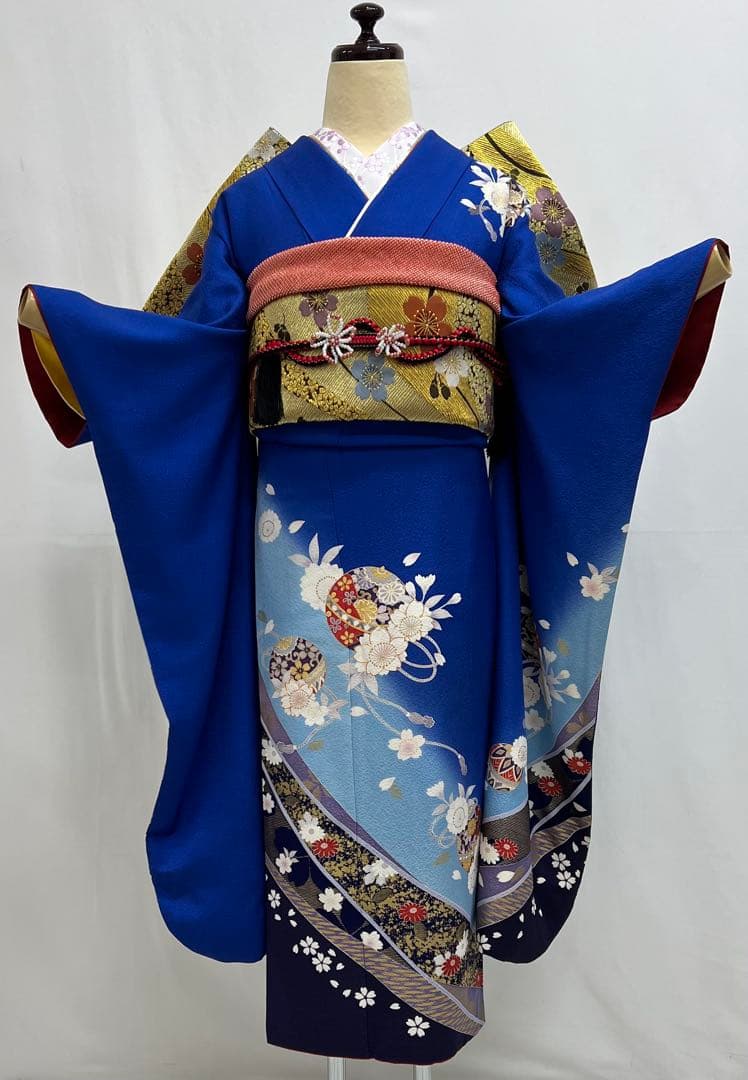 小柄な方に♪ 振り袖　フルセット　別誂長襦袢　成人式　金彩加工　刺繍入り　677