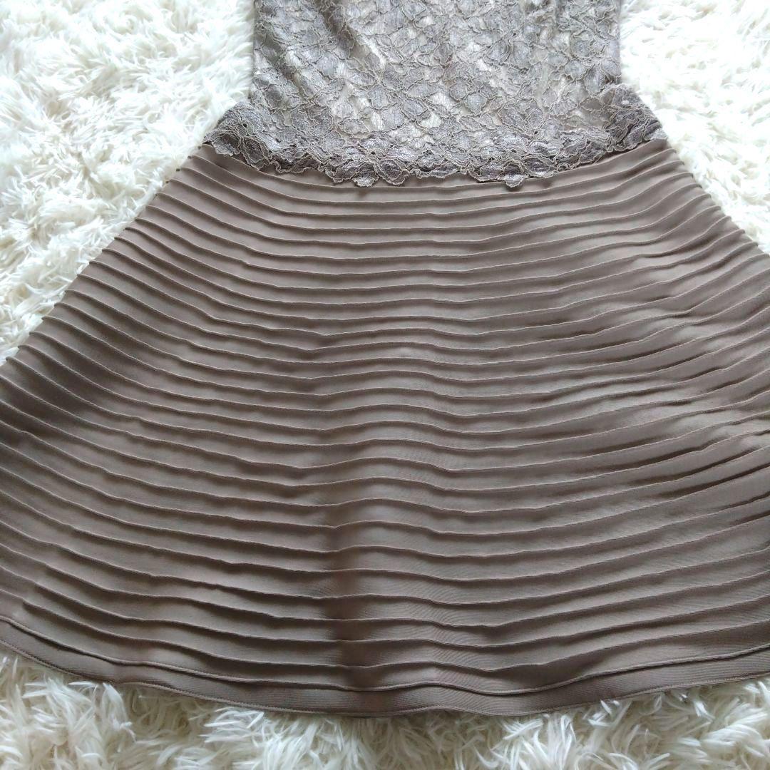 タダシショージ　Aライン　ベージュ系　コードレース　ワンピース　ドレス