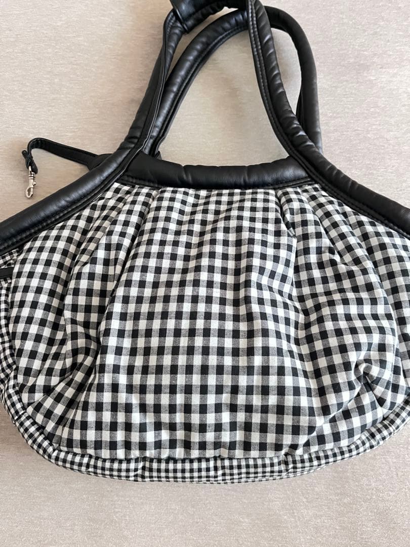 犬用キャリーバッグ ブラック・ホワイト ギンガムチェック　デザインF Sサイズ