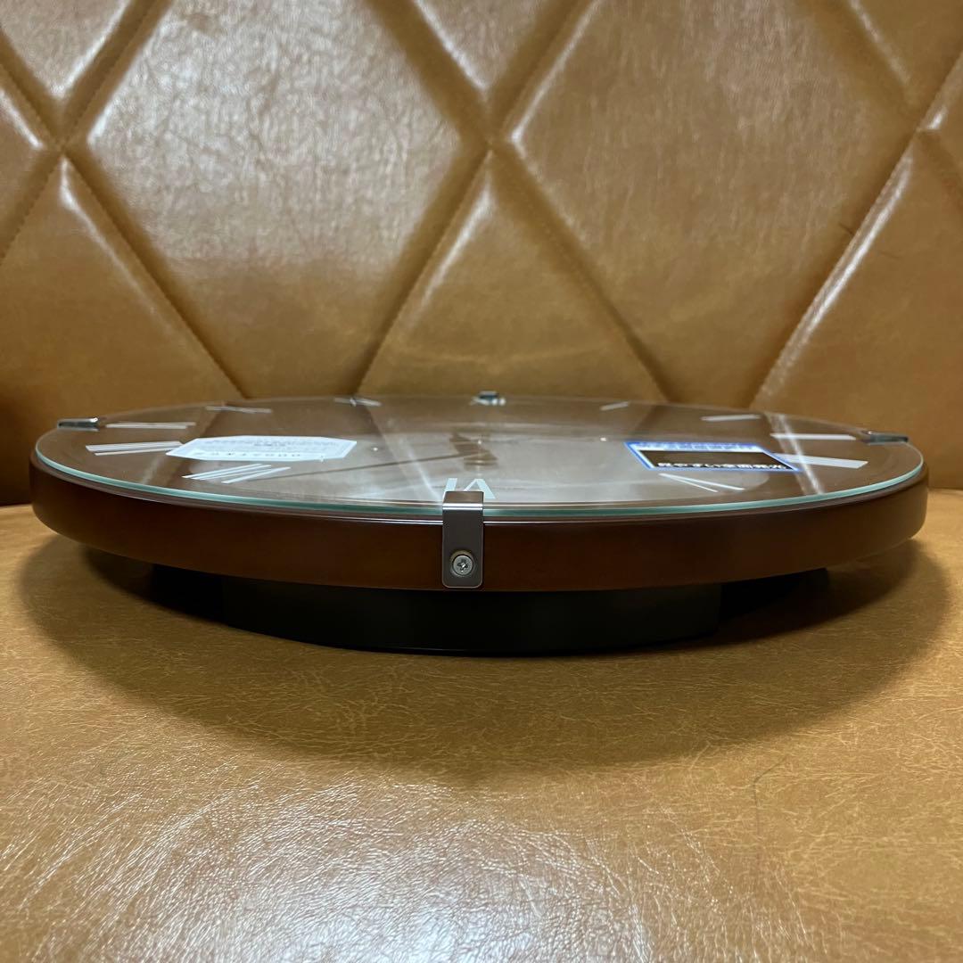 美品 RHYTHM 掛時計 ブラウン枠 リズム 電波 動作確認済 会社 事務所に