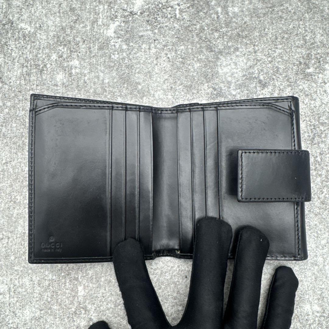 美品　グッチ GGキャンバス 二つ折り財布 ブラウン　ブラック