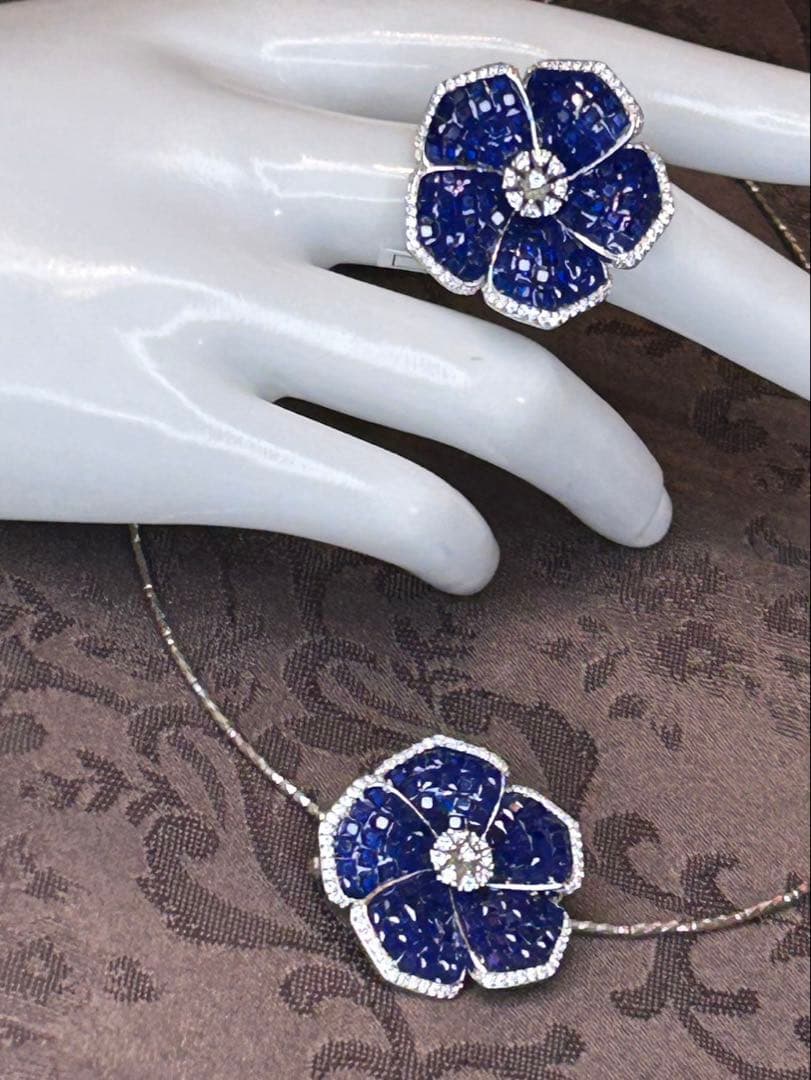 ハートちゃん❣️ミステリーセッティングブルーサファイアブローチ